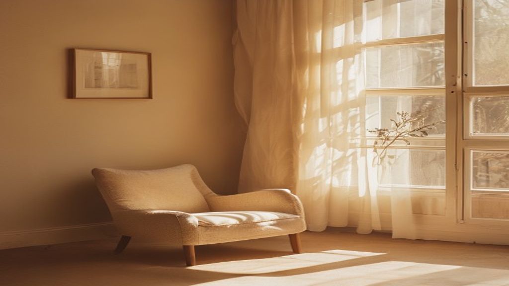 Rustig licht door een raam in een warme kamer